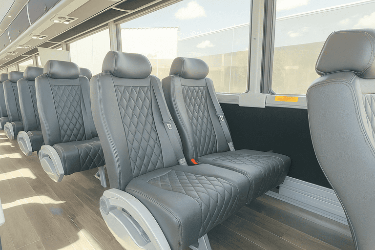interior of Milpitas Coach Bus Service charter bus