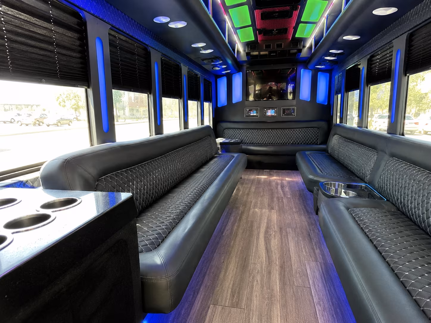 milpitas 15 passenger party bus inside