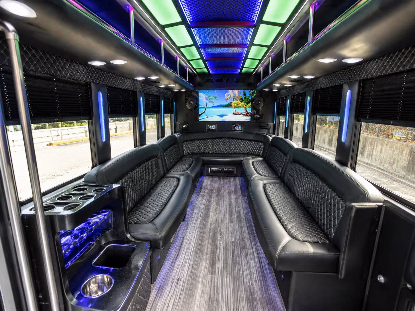 milpitas 18 passenger party bus inside