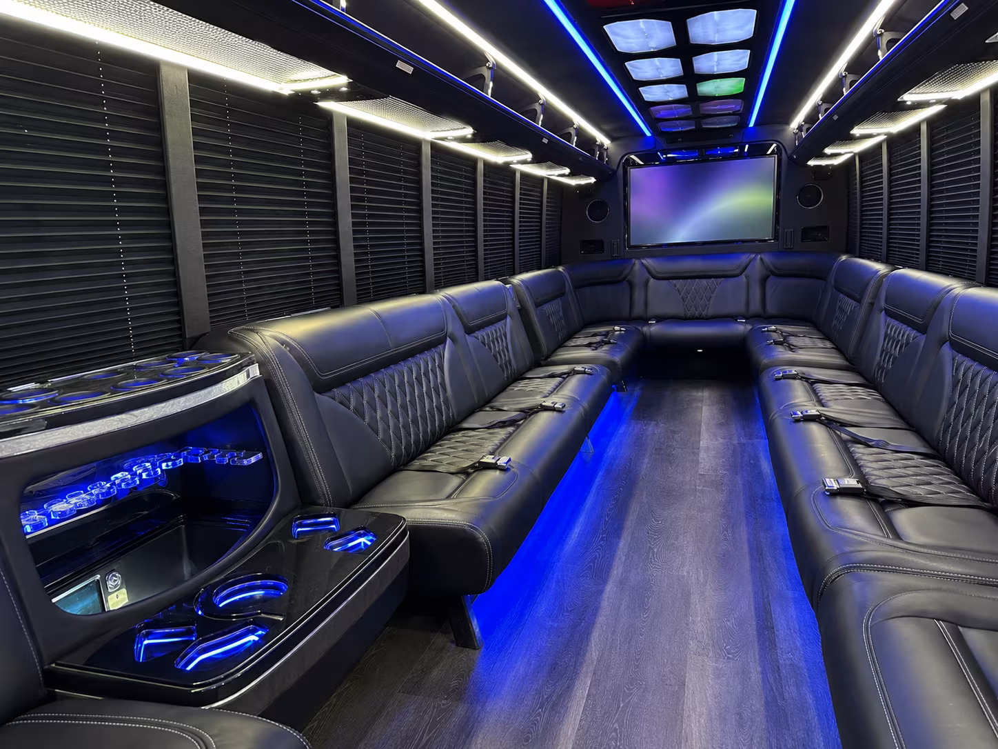 milpitas 20 passenger party bus inside