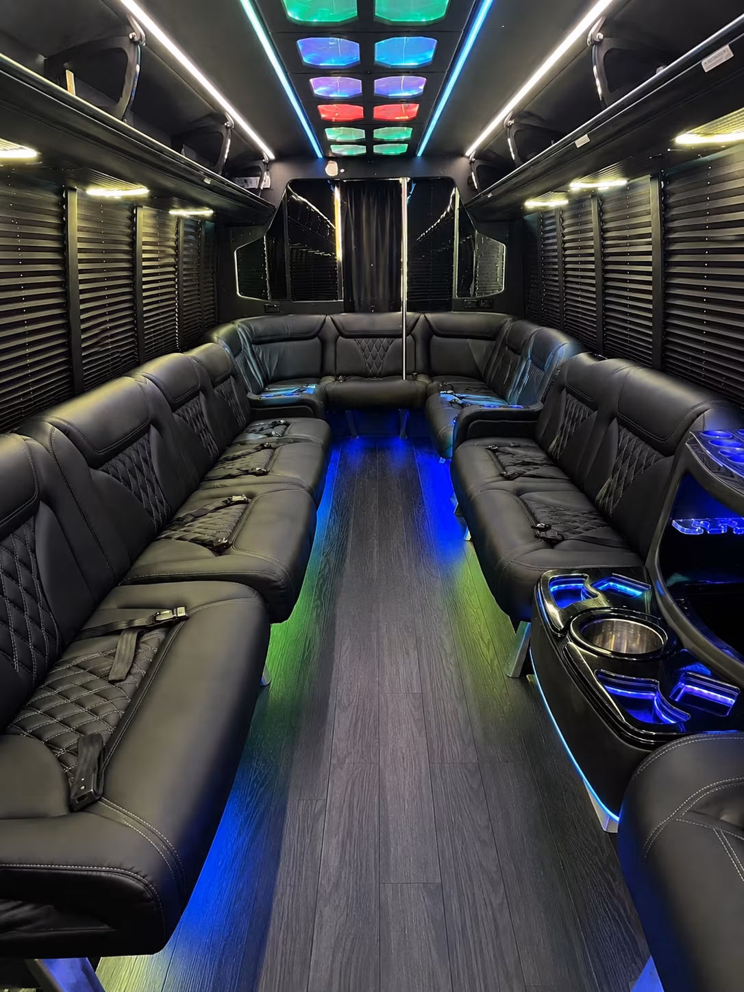 milpitas 20 passenger party bus interior