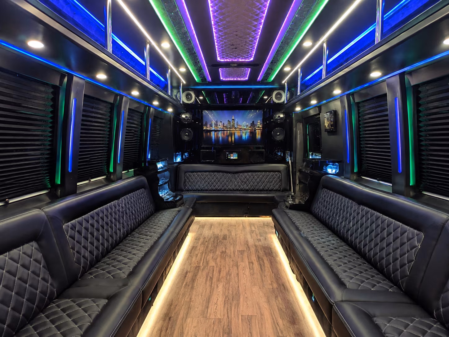 milpitas 25 passenger party bus interior