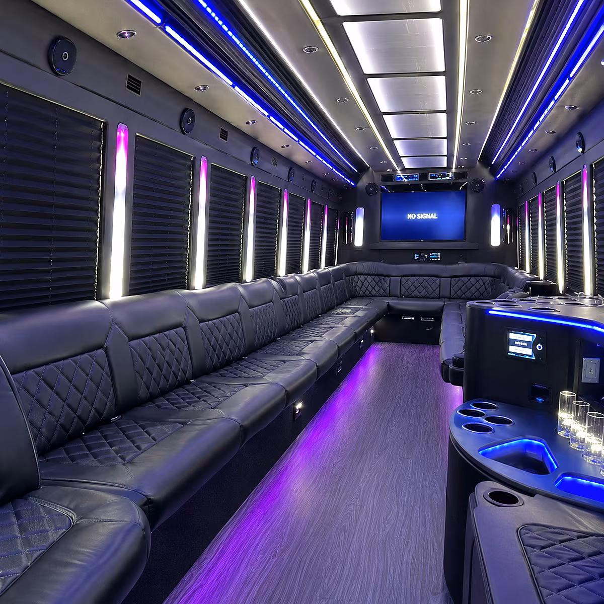 milpitas 30 passenger party bus inside